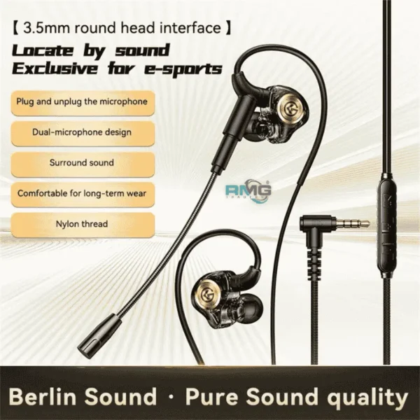 3.5 MM GM5 wired gaming headset earbuds