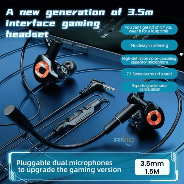 dual microphone gaming headset wired