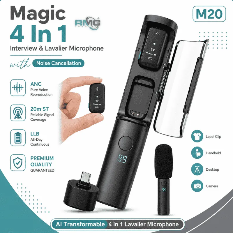 M20 Magic 4-in-1 wireless lavalier microphone