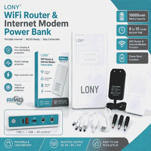LONY 10000mAh WiFi Router & Internet Modem Power Bank