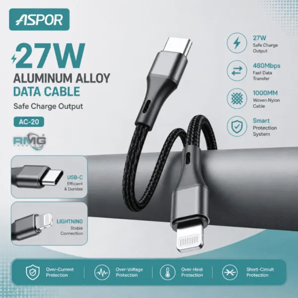 ASPOR USB-C Lightning braided charging cable
