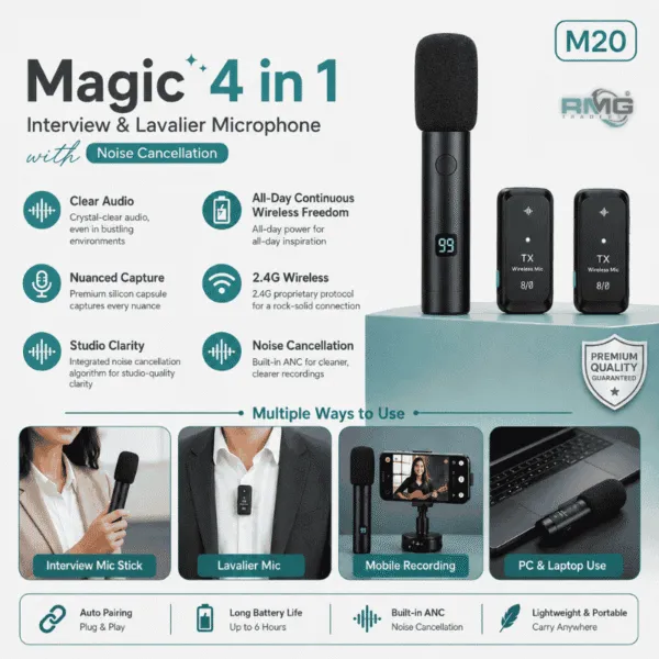 M20 2.4G wireless microphone for interviews