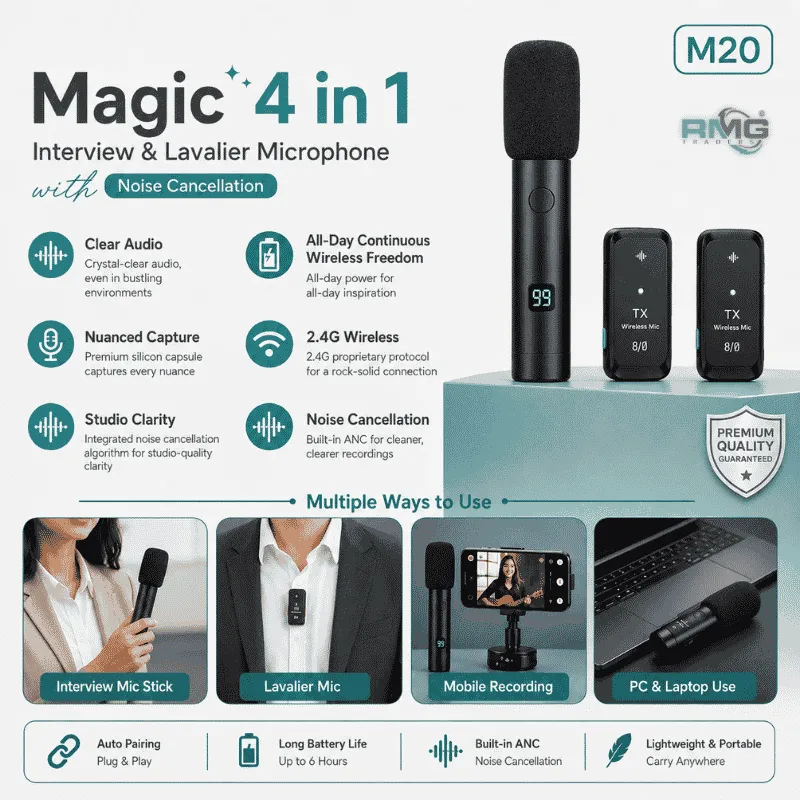 M20 2.4G wireless microphone for interviews