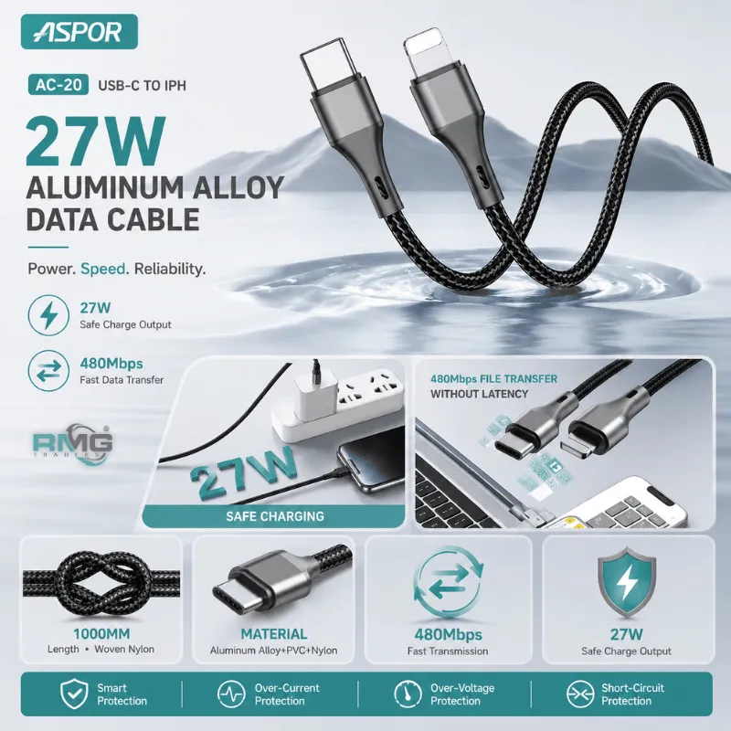 27W USB-C to Lightning data sync cable