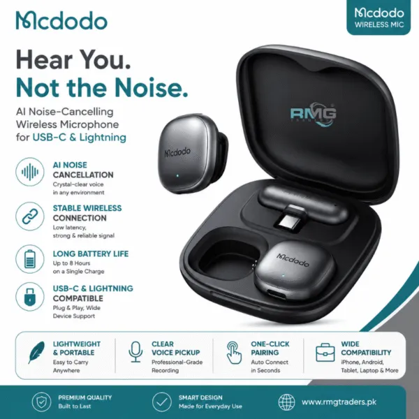 MCDODO MP-5450 wireless microphone AI smart noise cancelling wireless lavalier microphone