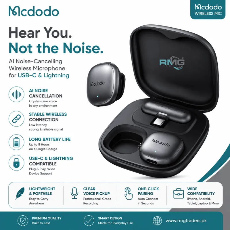MCDODO MP-5450 wireless microphone AI smart noise cancelling wireless lavalier microphone