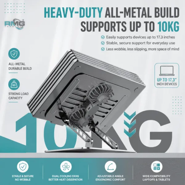 Laptop stand with dual turbo cooling fans