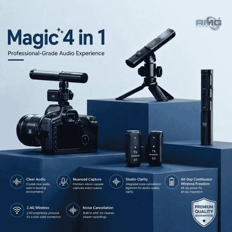 4-in-1 wireless microphone with noise cancellation