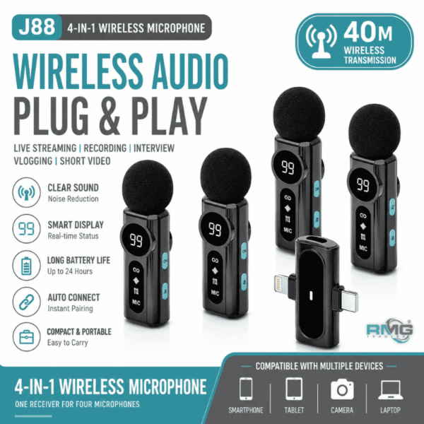 J88 4-in-1 Wireless Lavalier Microphone