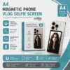 A4 Magnetic Phone Vlog Selfie Screen – HD Display, App Control, 1500mAh Rechargeable Battery for iPhone & Android