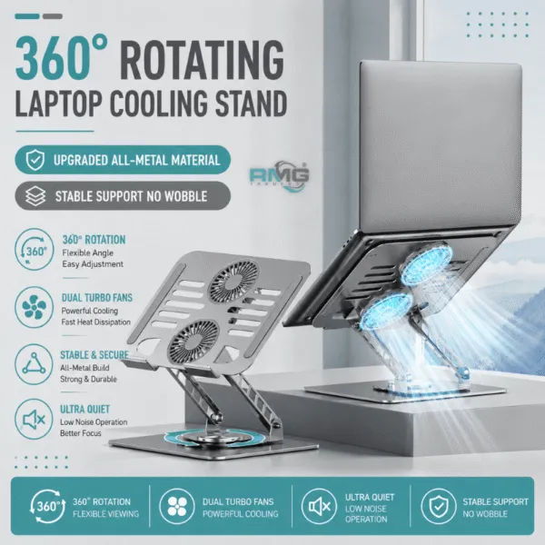 Adjustable foldable metal laptop cooling stand