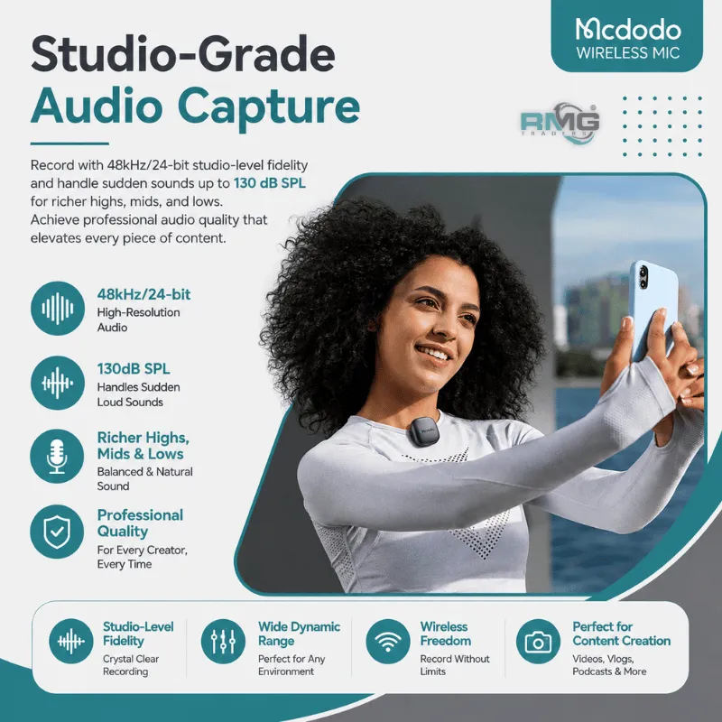 Wireless collar microphone with 48H battery life