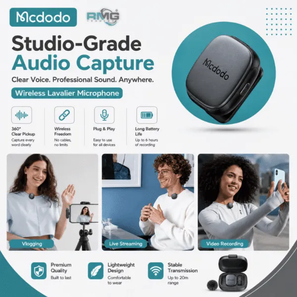 MCDODO wireless collar microphone with charging case