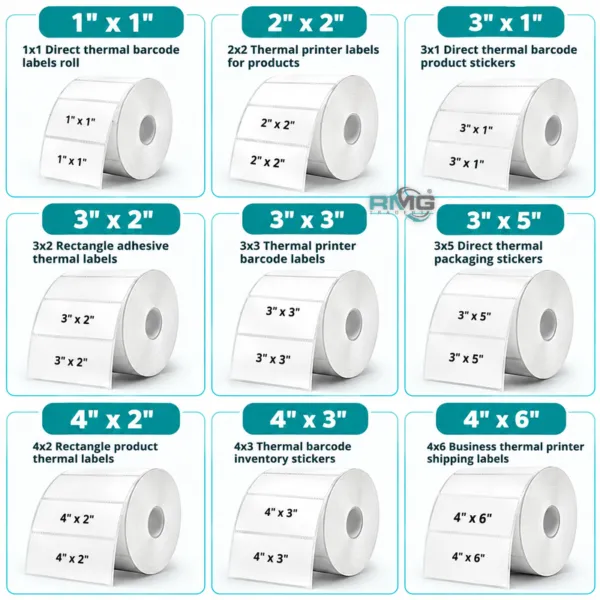 Rectangular thermal printer labels for products