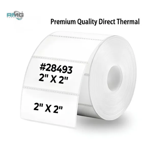 2" x 2" Square direct thermal barcode printer labels roll for retail and product packaging