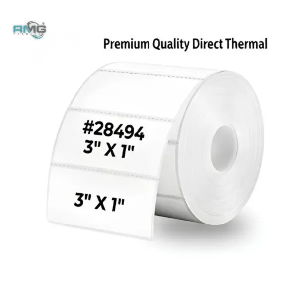 3" x 1" Rectangular direct thermal adhesive labels roll for product stickers and barcodes