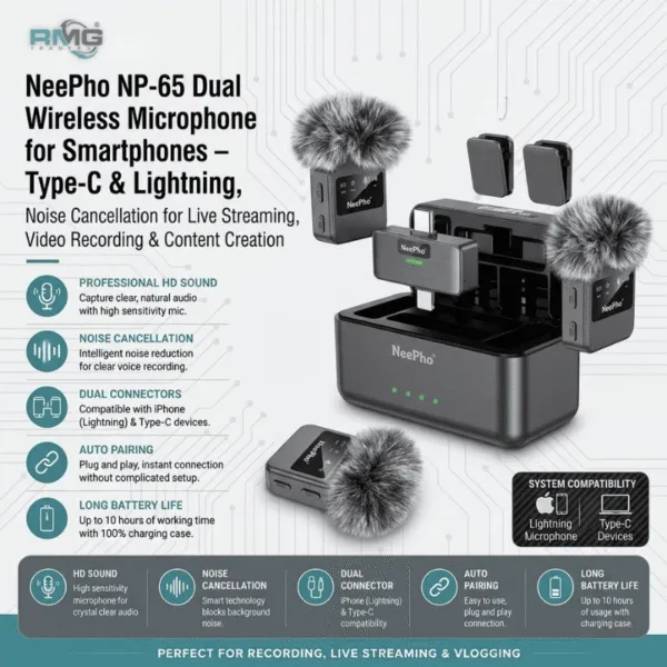 NeePho NP-65 dual wireless microphone for smartphones