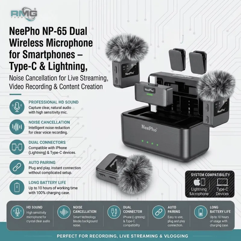 NeePho NP-65 dual wireless microphone for smartphones