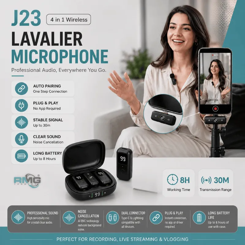 J23 dual wireless microphone with Type-C and Lightning