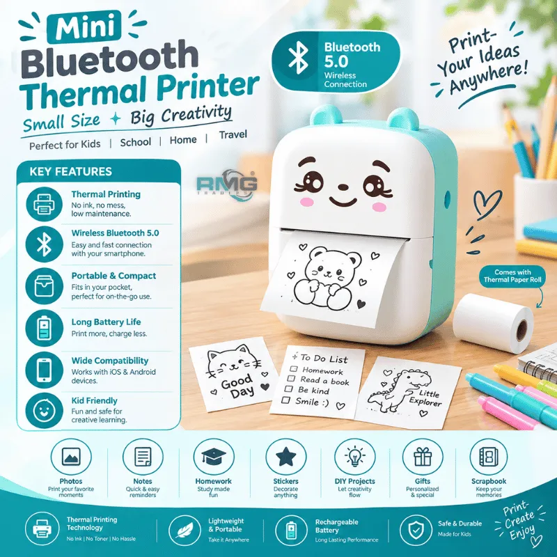 Portable mini Bluetooth thermal printer for kids