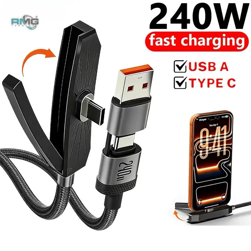 USB-A and Type-C to Type-C fast charging cable