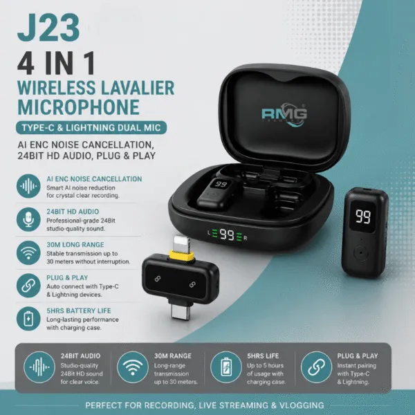 J23 4-in-1 wireless lavalier microphone