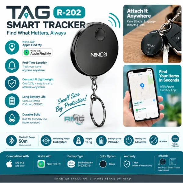 TAG R-202 Smart Tracker – Bluetooth Item Finder with Apple Find My TAG R-202 portable anti-loss item tracker