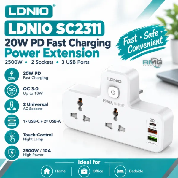LDNIO SC2311 20W PD fast charging power extension