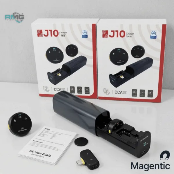 J10 wireless lavalier microphone with charging case