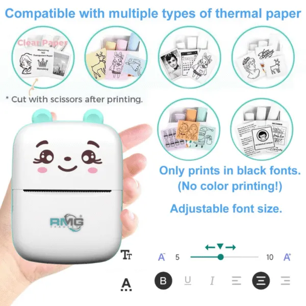 Portable thermal printer for scrapbook projects