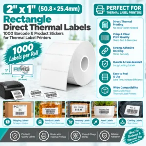 1000 pieces 50.8 x 25.4mm barcode stickers