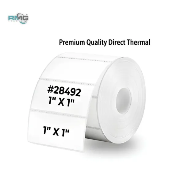 1" x 1" Rectangle direct thermal labels roll for barcode printing and product labeling