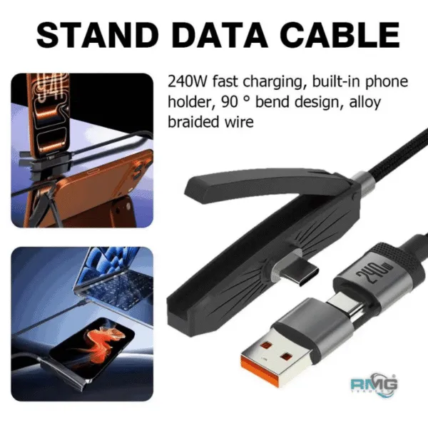Type-C to Type-C foldable phone stand charging cable