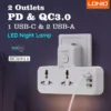 2500W power strip with 2 sockets and USB charging ports