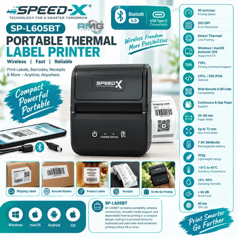 Speed-X SP-L605BT wireless thermal printer