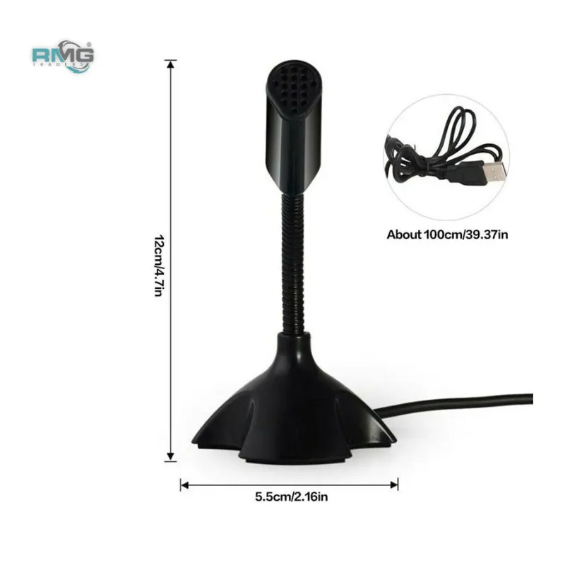 USB desktop microphone with flexible gooseneck base