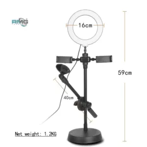 Ring light stand with microphone support for video recording