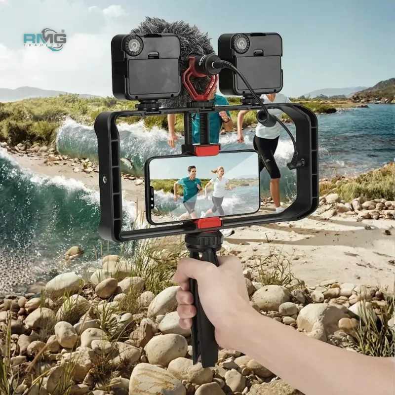 Smartphone vlogging video cage with handles
