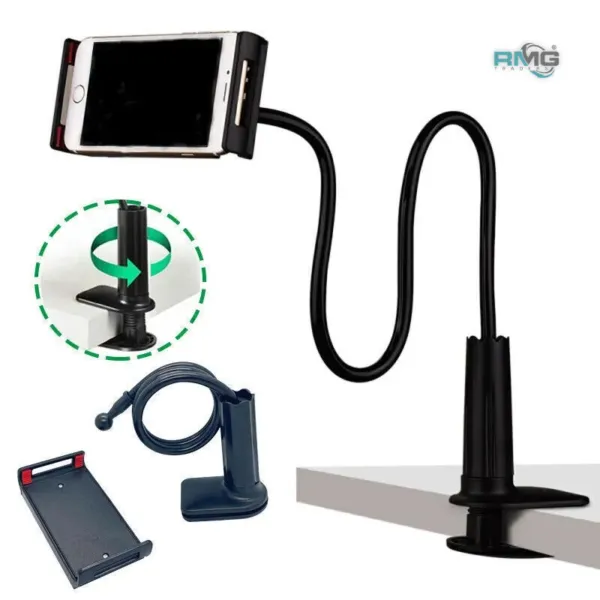 Gooseneck mobile phone stand for hands-free viewing